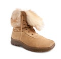 Beige fur boot Royalty Free Stock Photo