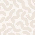 Beige geometric lines seamless pattern. Wavy squiggle shapes texture background Royalty Free Stock Photo