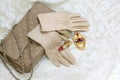 Beige gloves