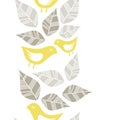 Leaves and birds vertical border