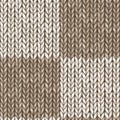 Beige gray patchwork checkered realistic knitted background