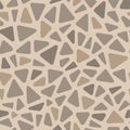 Beige and gray pavement stone triangle shape mosaic geometric seamless pattern, vector