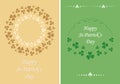 Beige and green banners for saint patrick day - vector greeting cards with trefoil leaves
