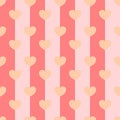 Beige hearts on pink strip pattern background Royalty Free Stock Photo