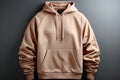 Beige hoodie mockup, long sleeves Design-ready, clipping path included