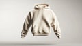 Beige Hoodie Pullover Render Floating in a Studio with Soft Lighting Apparel