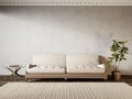 Beige interior with old sofa and decor. Royalty Free Stock Photo