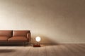 Beige interior with orange sofa and decor. Royalty Free Stock Photo