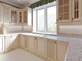 Beige kitchen in classical style