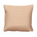 Beige Knitted Pillow with Leaf Pattern Royalty Free Stock Photo