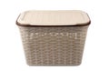 Beige laundry basket isolated on white Royalty Free Stock Photo