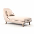 Beige Leather Chaise Lounge With Ottoman - Lifelike 3d Render