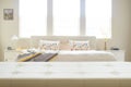 Beige leather empty bench in bedroom Royalty Free Stock Photo