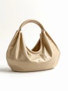 Beige leather hobo bag.