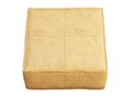 Beige leather mid-century ottoman. 3d render Royalty Free Stock Photo