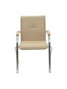 beige leather office chair with chrome legs and elbow on white background Royalty Free Stock Photo