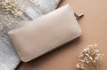 Beige leather wallets