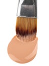 Beige liquid foundation makeup stroke with brush Royalty Free Stock Photo