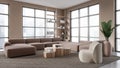 Beige living room corner with couch and armchairs Royalty Free Stock Photo