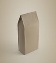 Beige lunch paper bag on beige surface