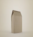 Beige lunch paper bag standing on beige background