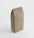 Beige lunch paper bag on white surface