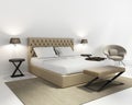 Beige luxury bedroom with rug Royalty Free Stock Photo