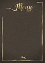 Beige Luxury Restaurant Menu Background Suede with Embossed Gold Lines and Mountain Emblem Deluxe