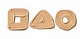 Beige makeup smudges forming square triangle and circle shapes on white Royalty Free Stock Photo