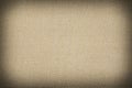 beige message wall background: close up of woven canvas texture with shadowed edge Royalty Free Stock Photo