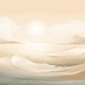 Beige Minimalism Seascape Abstract: Light Waves And Sunlight