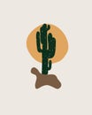 Beige Minimalist Abstract Cactus Canvas Print