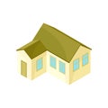 Beige model of a modern house with an extension. Vector illustration on white background.