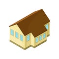 Beige model one-story house. Vector illustration on white background.