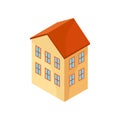 Beige model of a two-story house. Vector illustration on white background.