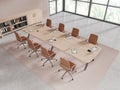 Beige office meeting room interior, top view Royalty Free Stock Photo