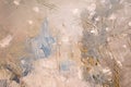 Beige old wall with layers of paint. Concrete texture. Oil paint on canvas Royalty Free Stock Photo