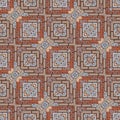 Beige Orange american native Maya Aztec Inca pattern. Stonework mosaic seamless texture