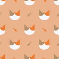 Beige-Orange Cat Background Flat vector Royalty Free Stock Photo