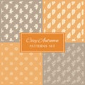 Beige and orange leaves doodle backgrounds collection