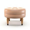 Beige Ottoman Side Table - 3d Render On White Background