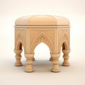 Beige Ottoman Style Stool And Palace: Gothic Architecture 3d Render