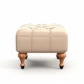 Beige Ottoman With Wooden Base - Victorian Glasgow Style