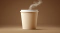 Beige Paper Coffee Cup With Steam Royalty Free Stock Photo