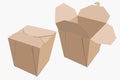 Beige paper container of Chinese food. Storage Box delivery. Vector