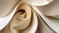 Beige paper spiraling and creating abstract shapes