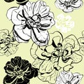 Beige Pattern of different ink flowers