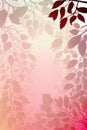 Beige Pink Light Pink Background Silhouettes Leafy Branchesvertical Mobile Postcard. Generative AI Royalty Free Stock Photo