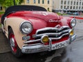 Beige and red GAZ M20 Pobeda-Sport at Classic Soviet Car Exhibition