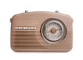 Beige retro radio receiver isolated on white Royalty Free Stock Photo